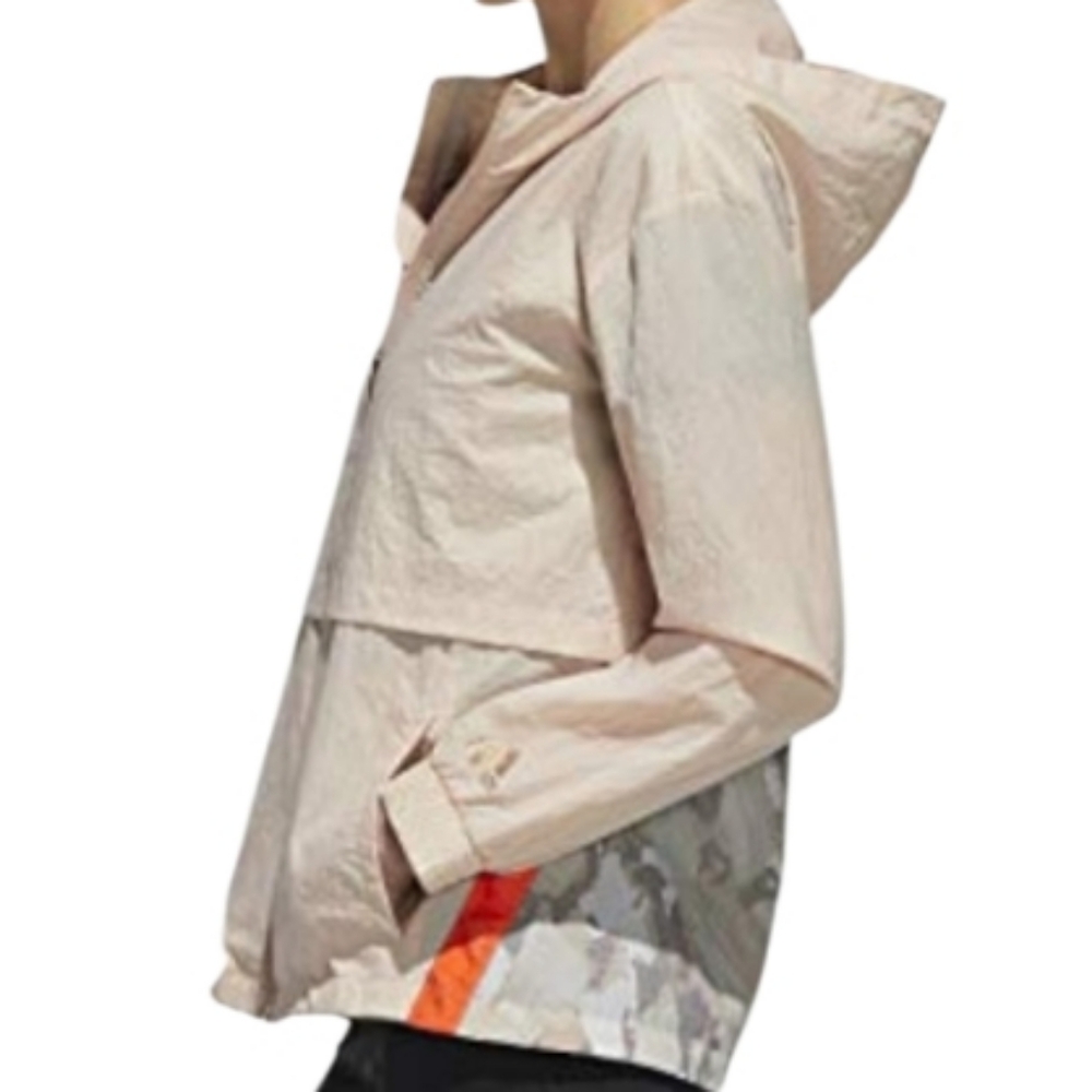 Adidas Women's Beige Windbreaker  Hooded Jacket - Picture 2 of 16